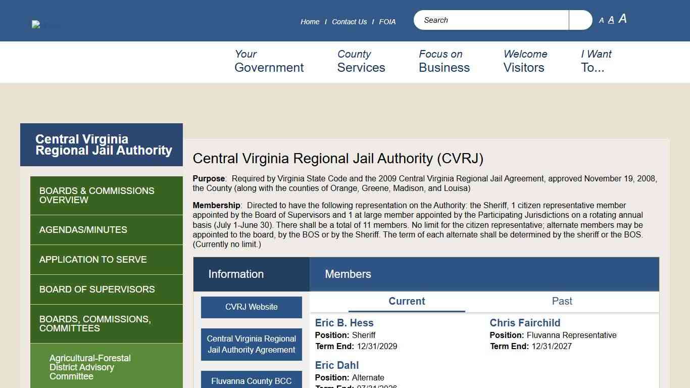 Central Virginia Regional Jail Authority (CVRJ) Fluvanna County Virginia